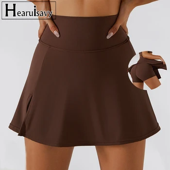חדש קיץ נוח סדק יוגה חצאית כושר חיצוני רכיבה חצאית אנטי-מציצן ספורט חצאית באיכות גבוהה