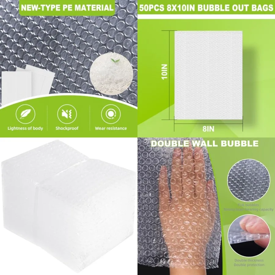 

Bubble Pouches Wrap, Clear Not Self-Seal Bubble Out Bags with Double Walled Cushioning, Ideal for Packing, Shipping, Storage, M