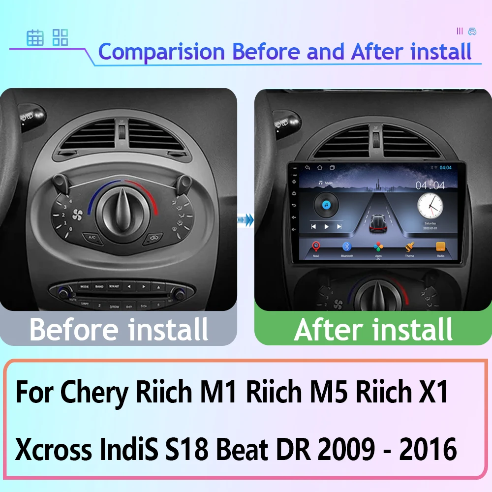 Android Auto For Chery Riich M1 Riich M5 Riich X1 Xcross IndiS S18 Beat DR 2009 - 2016 Car Multimedia Video Player Navigation BT