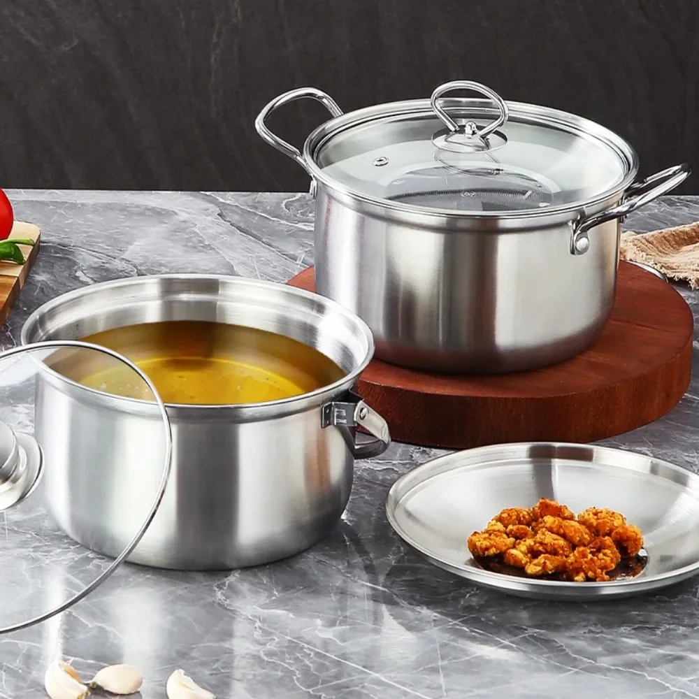 Stainless steel thickening filter oil pot kitchen home deep pot oil separation oil dregs with filter net multi-functional pot