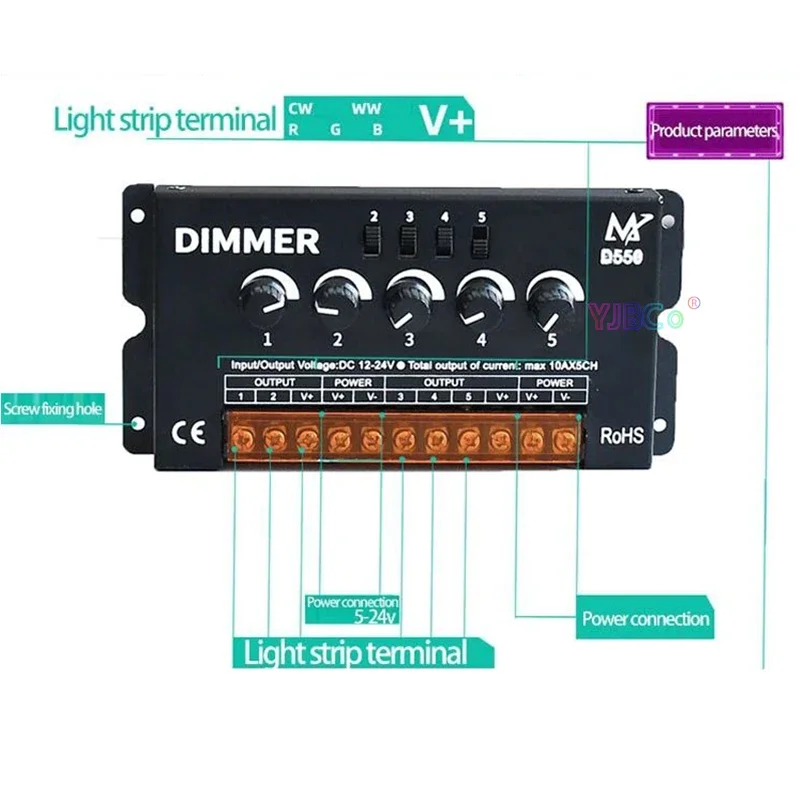 Imagem -06 - Led Dimmer Botão Escurecimento Interruptor Controlador 12v24v Canais Adequado para Rgb Rgbw Rgbww Tiras de Luz de Cor Única Ip20