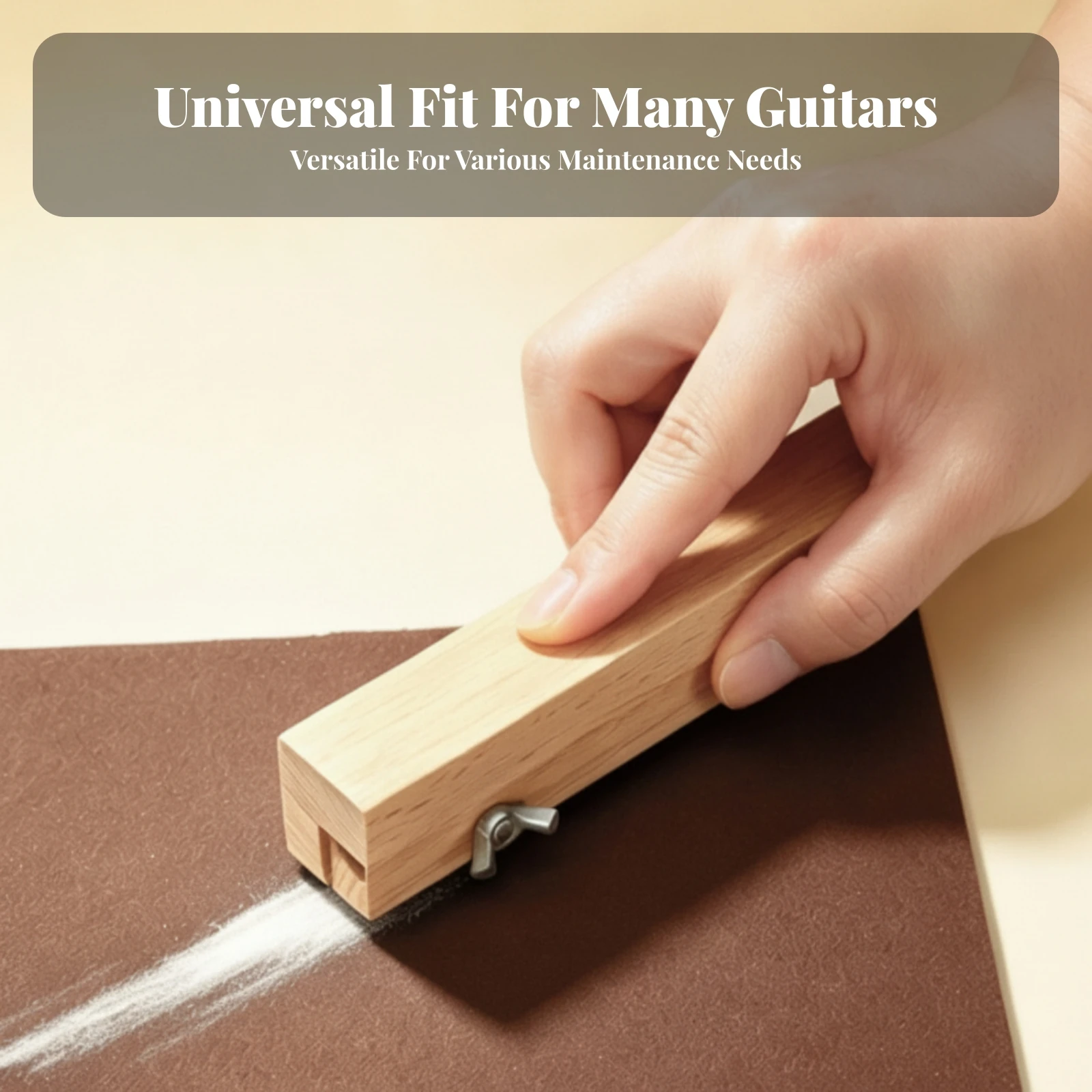 Guitar Nut Sanding Tool Wooden Guitar Nut Sander Instrument Accessory Metal Screws Rectangular
