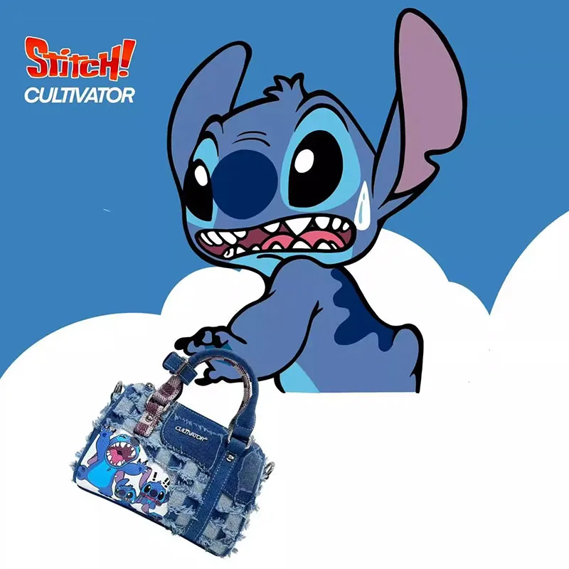 Stitch Handbag Denim Splicing Crossbody Bag for Women Disney Lilo and Stitch Fashion Portable Mobile Phone Bag Crossbody Bag