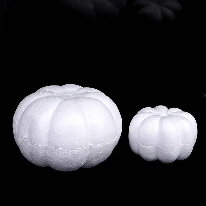 1Pc 10/13/20cm White Foam Pumpkin Model Realistic Handmade Pumpkins Artificial Fruits DIY Handmade Craft Decorative Decor Gift