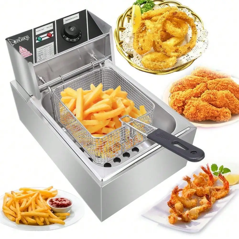 

6L Electric Deep Fryer Commercial Restaurant Home Frie Stainless Steel 2500W