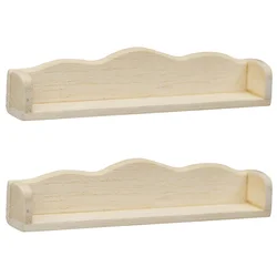 2 Pcs House Mini Furniture Miniature Model Hanging Rack Storage Stuff Wall Stand Shelf Wooden Tiny