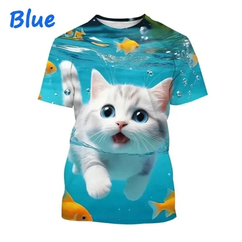 Cat 3D Printed T Shirt Cute Animal Pet Cat Baby Graphic T-shirt For Men And Women Fashion O Neck Short-sleeved Casual Tops