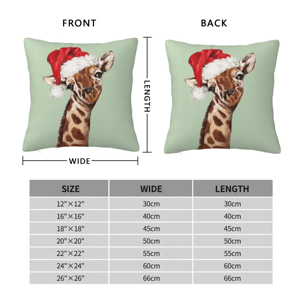 Christmas Giraffe In Grey Square Pillowcase Polyester Linen Velvet Creative Zip Decor Throw Pillow Case Bed Cushion Cover 18