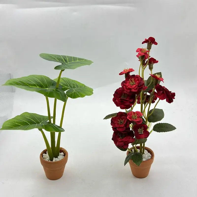 

✰ ✪ 1 шт. миниатюрная модель филодендрона для кукольного домика, садовая модель розы с 6 лепестками в горшке, миниатюрное растение в горшке с листьями, украшение для дома