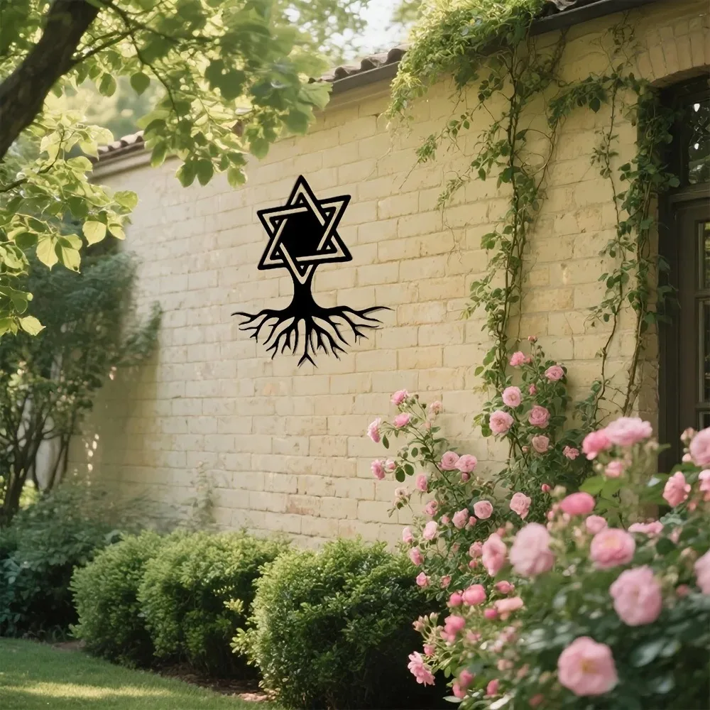 CIFBUY Iron Wall Art Star of David Tree Roots Metal Sculpture Rustproof Hanging Plaque Living Room Office Decor Sign view 5