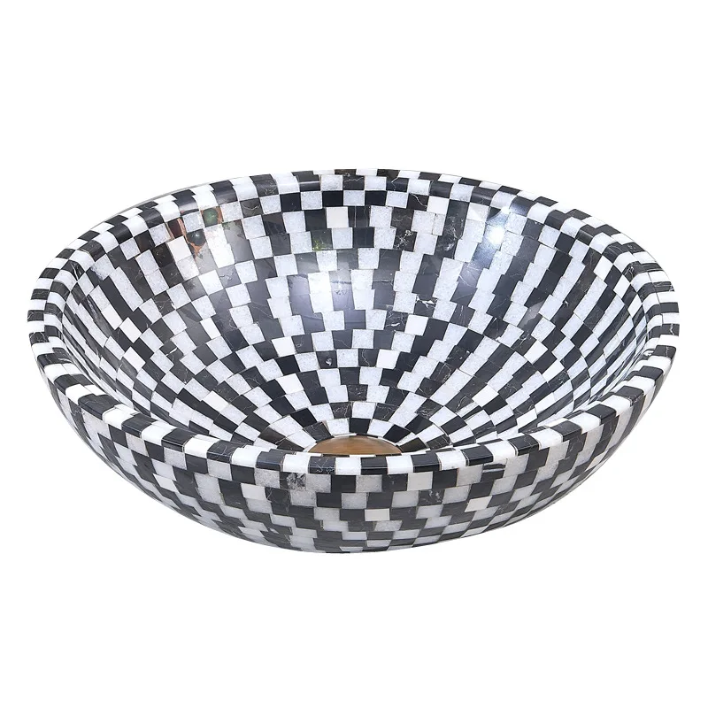 

* Легкий роскошный черно-белый мозаичный каменный умывальник, художественный каменный умывальник, умывальник на платформе