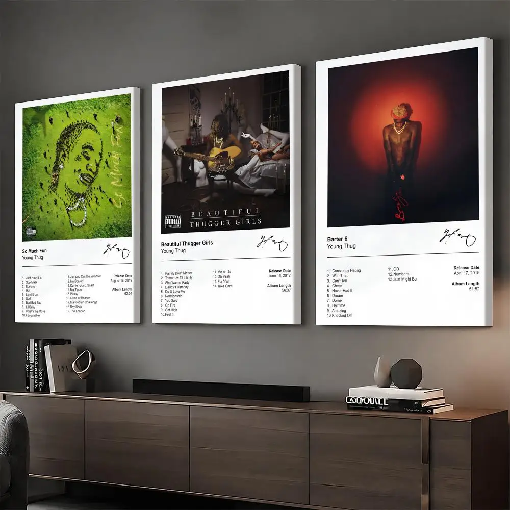Y-Young Thug Album Cover Rapper Painting Calligraphy HD Canvas Print Poster Wall Art | Optional Frame | Modern Hallway Decor
