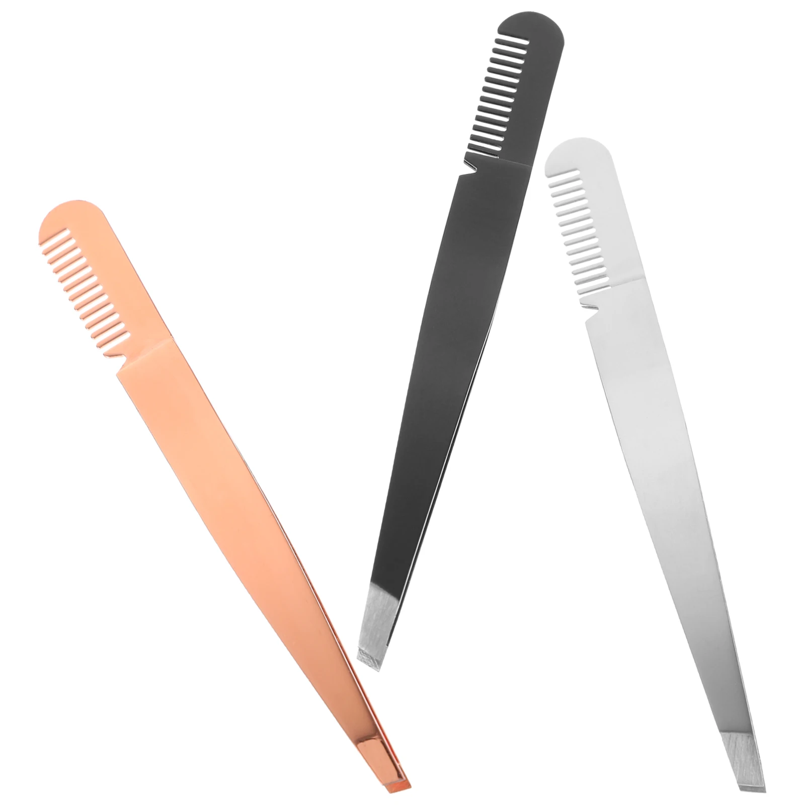 3Pcs 2 in 1 Eyebrow Clip Comb Stainless Steel Tool for Grooming False Lash Use Double Eyelid Support Makeup Accessories Kit