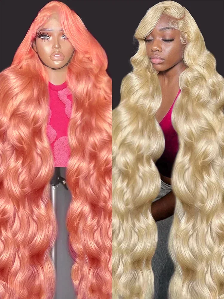 HD 220% 40 Inches 613 Blonde Human Hair Wigs 5x5 Glueless Ready To Go Transparent Body Wave Lace Front Human Hair Wigs