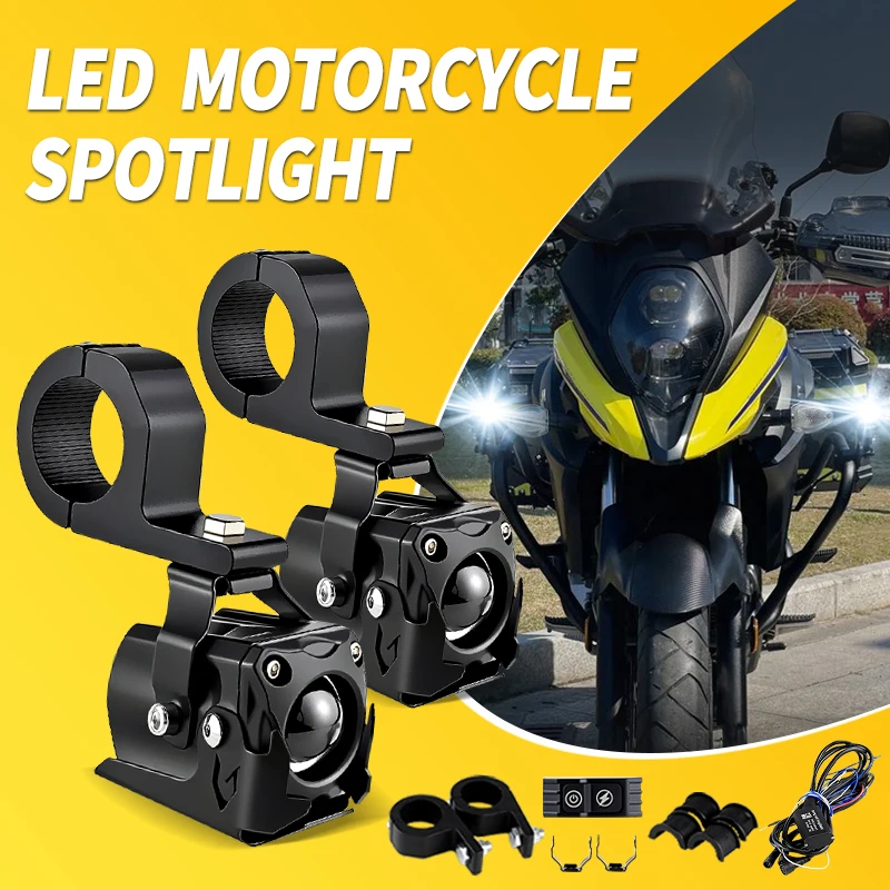 

2 шт., 80 Вт, светодиодная фара для мотоцикла Suzuki GSF 650 BANDIT GSF650 Bandit, светодиодная вспомогательная лампа для вождения, двухцветный прожектор