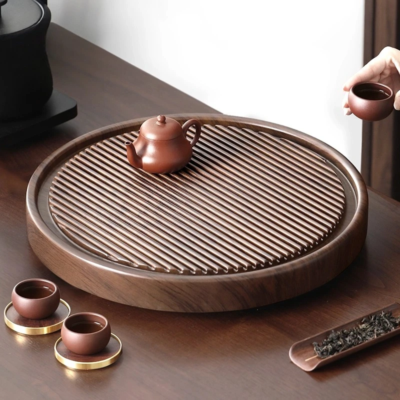 

Бамбуковый поднос для чая, минималистичный винтажный круглый сервиз для сухого приготовления чая, высококачественный бамбуковый поднос для капель воды, аксессуары для чая кунг-фу ручной работы