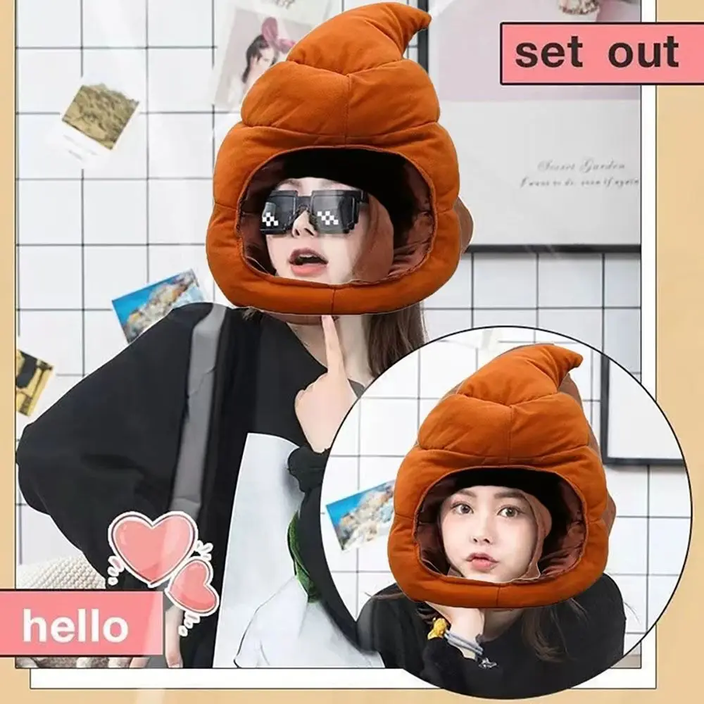 

Funny Fake Poop Shit Shape Plush Hat Gag Gift Cosplay Party Full Headgear Cap Creative Ear Protection Bonnet Autumn Winter Hat