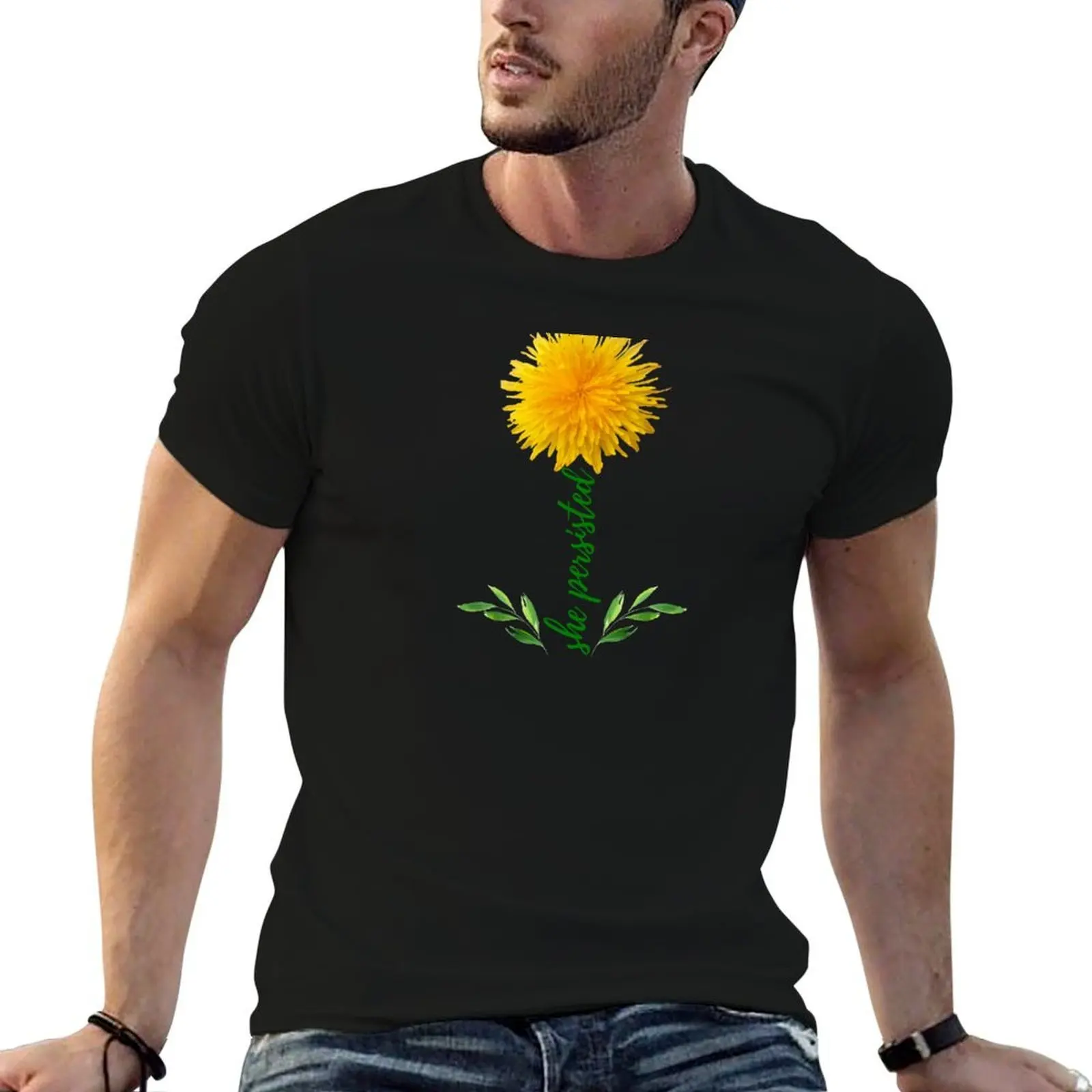 T-shirt décontracté à manches courtes pour festival, avec la phrase « Malgré tout, elle persista »