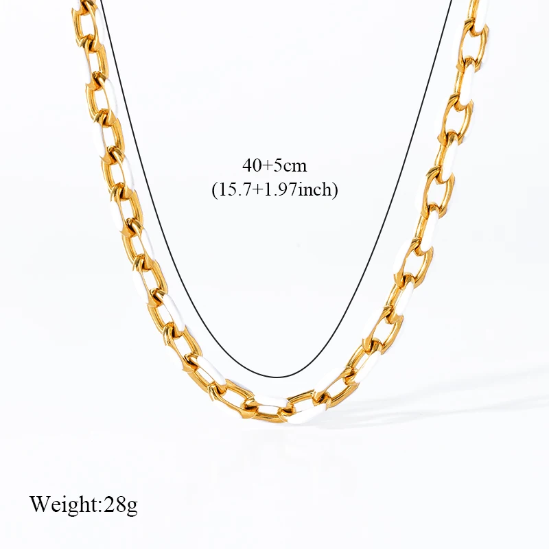 GANEMLY 316L Stainless Steel White Chain Necklace Bracelet Jewelry Set For Women Men Fashion Waterproof Jewelry Set Collar