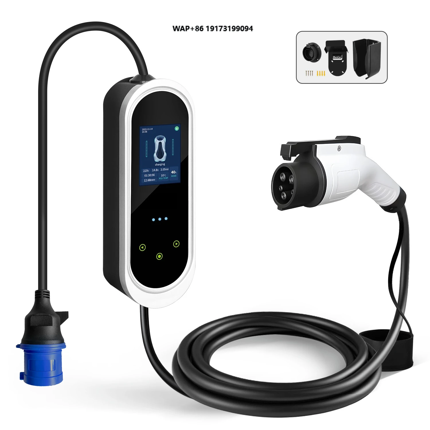 

Epro 32A 7.2kw APP Ev Chargers Type 1 Portable Ev Charger Zencar Home J1772 Evse with 3.5" HD Screen 5M TPU Ev Cables