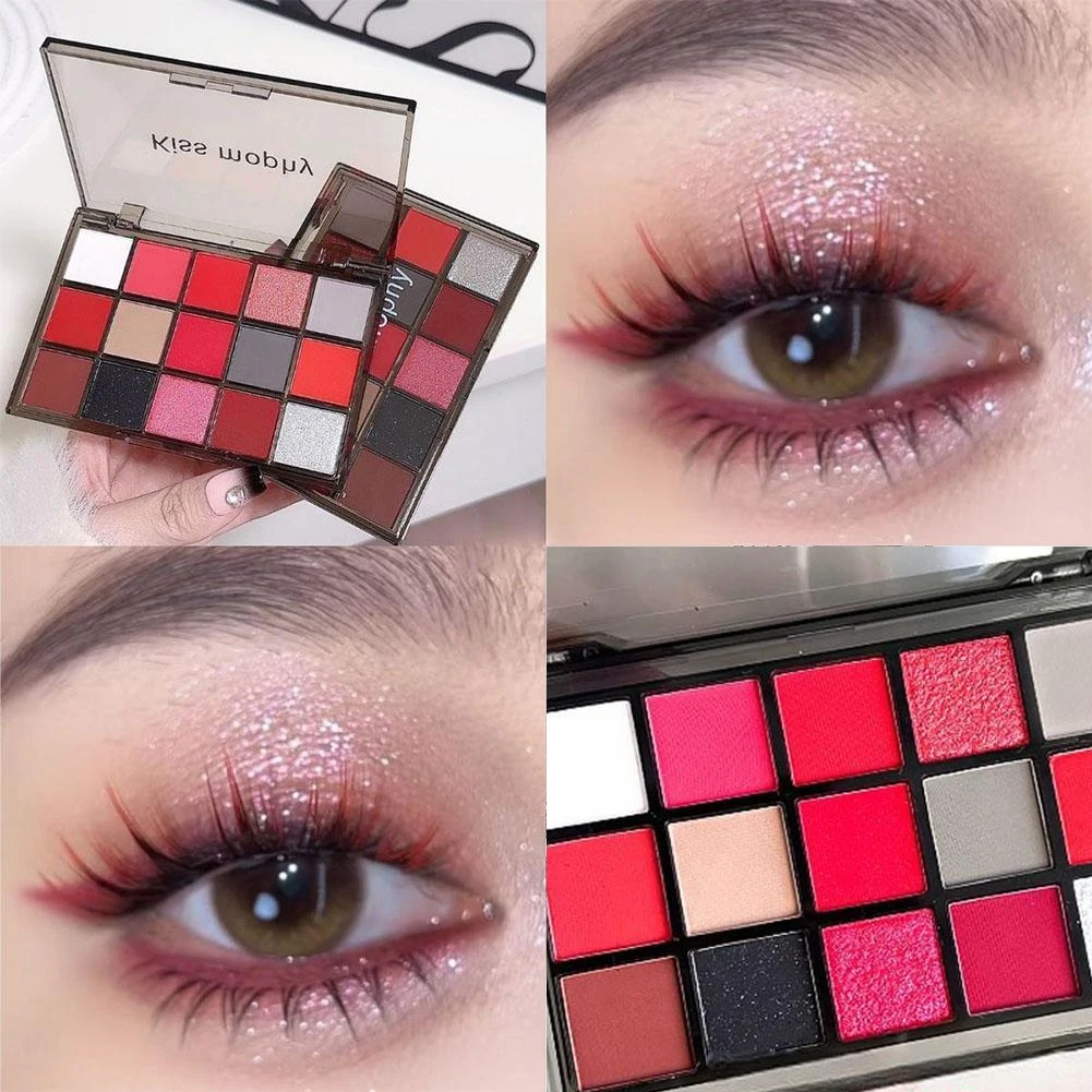 15-color Sexy Rose Wine Red Brown Glitter Eyeshadow Saturation Halloween Gothic Makeup Palette Shimmer Eye Shadow 2026