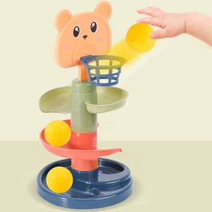 Montessori Toys Baby 0 12 24 36 개월 트랙 롤링 볼 푸시 팝 슬라이딩 볼 조기 교육 장난감 게임 어린이 감각 장난감 10 최고의 판매 공 재갈을 띠는 여성 - №2