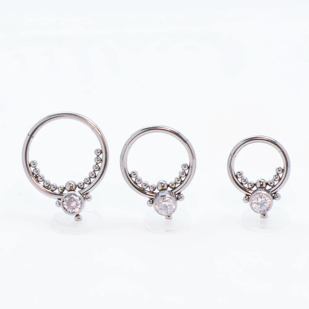 G23 Titanium Piercing Nose Rings Hinged Segment Stud Zircon Anodization Ball Hoop Septum Clicker Daith Lip Ear Cartilage Helix