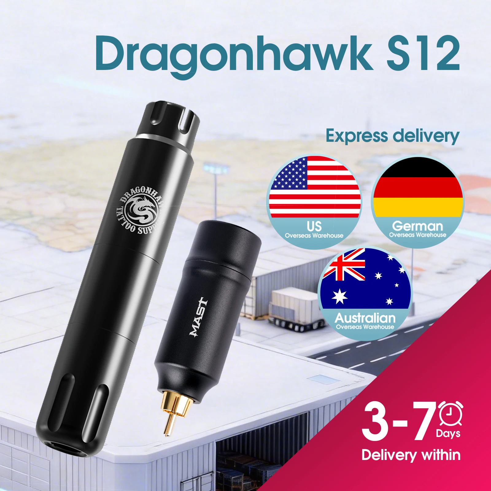

Беспроводная тату-машинка Dragonhawk S12, полный комплект, роторный тату-пистолет, ход 3,0 мм, перезаряжаемая батарея, 10 шт., картриджи для начинающих
