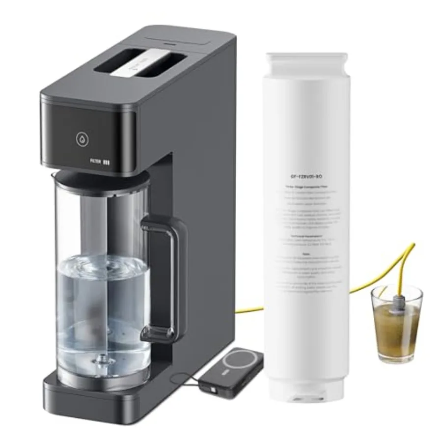 

Портативный дорожный фильтр для воды с обратным осмосом, включает в себя портативное зарядное устройство, 4-ступенчатая система фильтрации воды для автодомов, удаляет 99,99% загрязняющих веществ