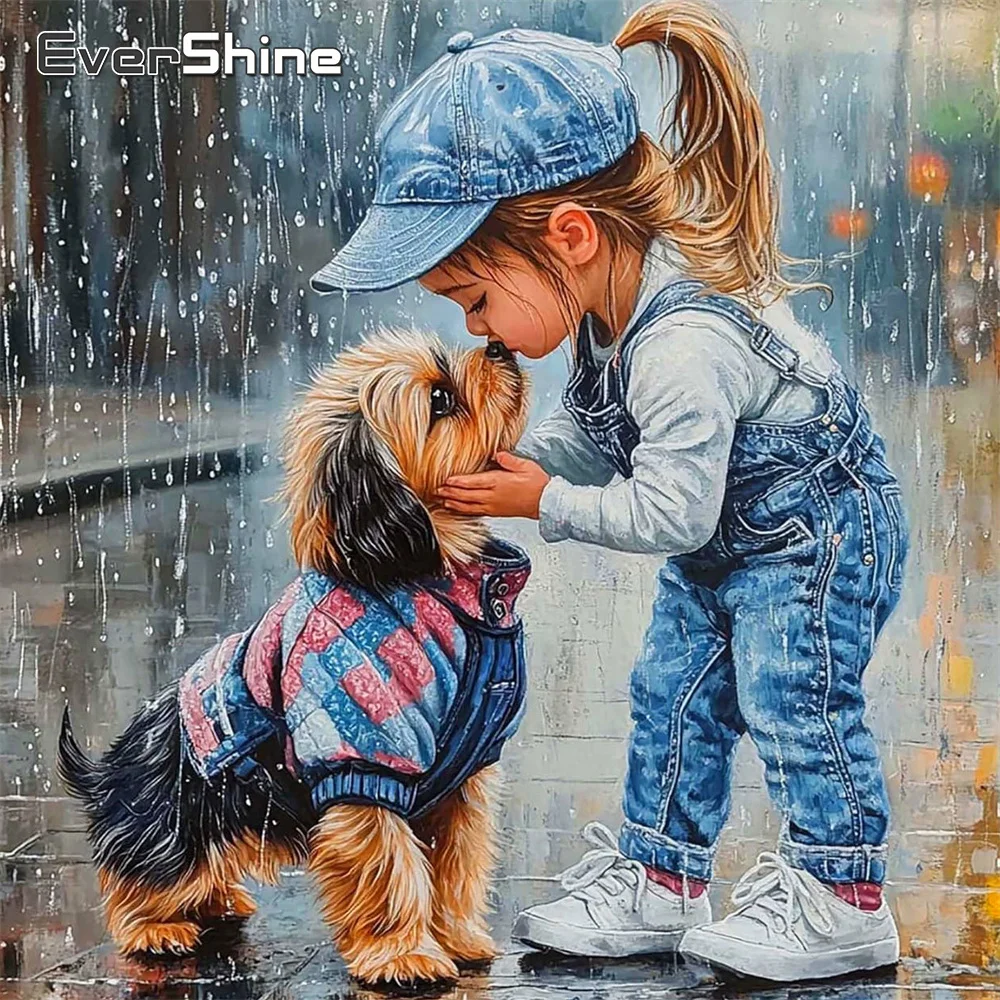 Evershine Diamant Mosaik Mädchen voller quadratischer Bohrer Stickerei Porträt neue Kollektion Kreuzstich Malerei Hund handgemachtes Geschenk