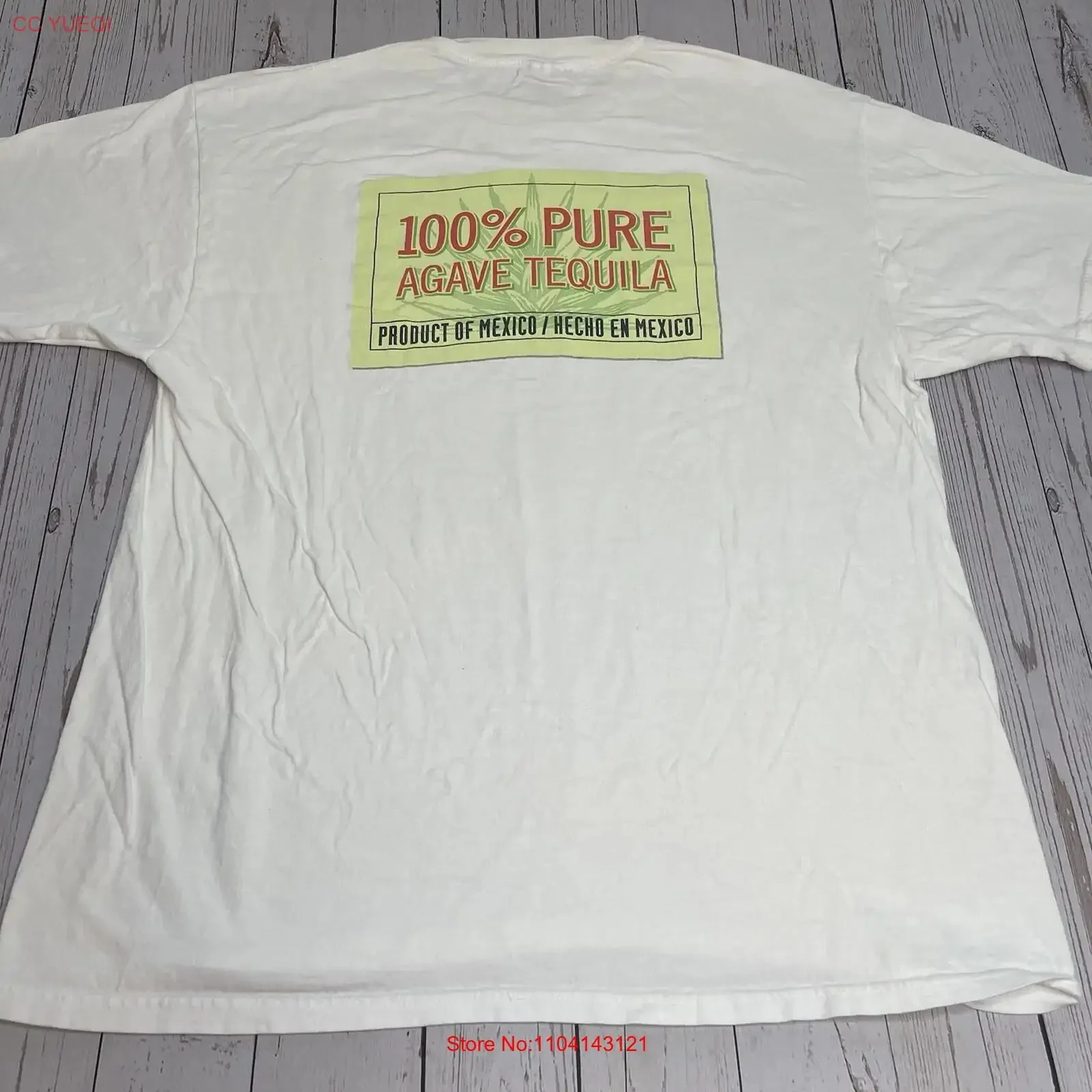 Camiseta Sauza Hornitos Tequila Blanca para Hombre, Talla XL, 100% Agave Puro de México, Estilo Vintage Lavado, Ropa de Diseñador, Moda Casual Elástica
