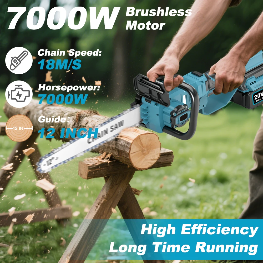 12 Inch Brushless Telescoping Pole Electric Chainsaw High Branch Pruning Saw Garden Cutting Power Tools For Makita 18v Battery