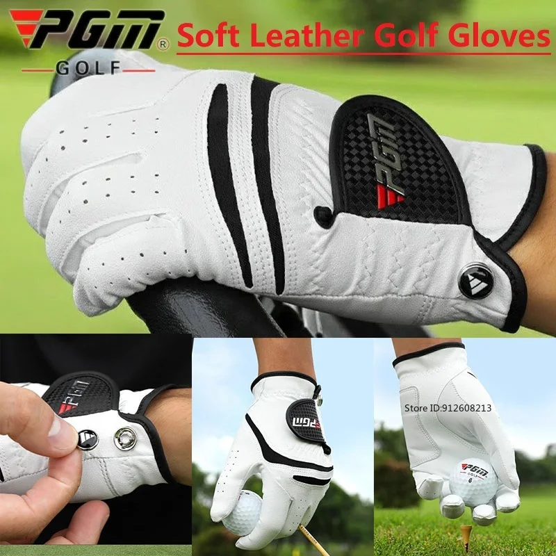 

Перчатка для гольфа PGM, 1 шт., мужская, спортивная, из искусственной кожи, для правой и левой руки, нескользящая, эластичная, мягкая, с маркировкой