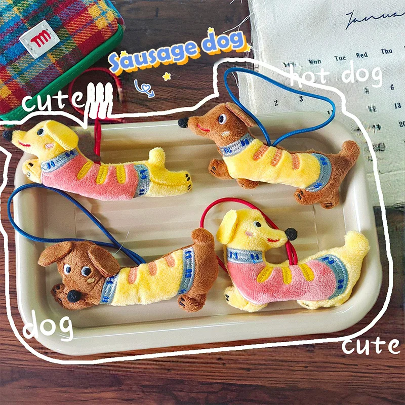 

Backpack Charm Lovely Bag Hanging Decoration Kid Gifts Kawaii Dachshund Plush Doll Cartoon Stuffed Puppy Keychain Pendant