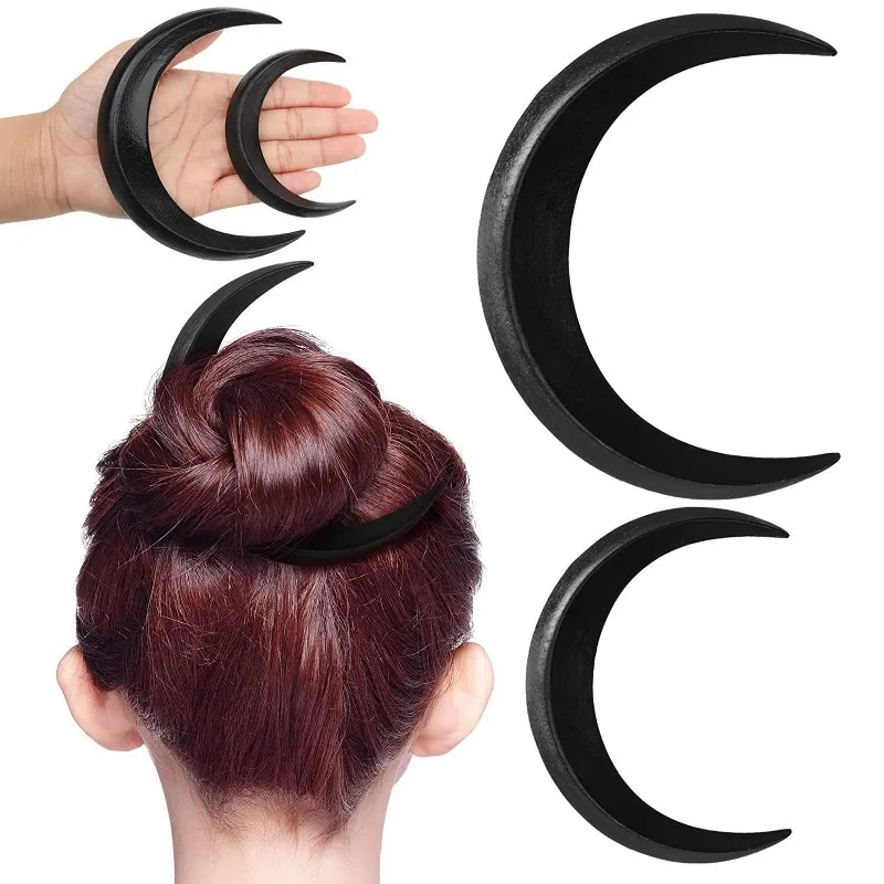 Pinza de pelo con forma de luna y Media Luna para mujer y niña, horquillas de madera para el cabello, pasadores decorativos de Ramadán, accesorios para el cabello