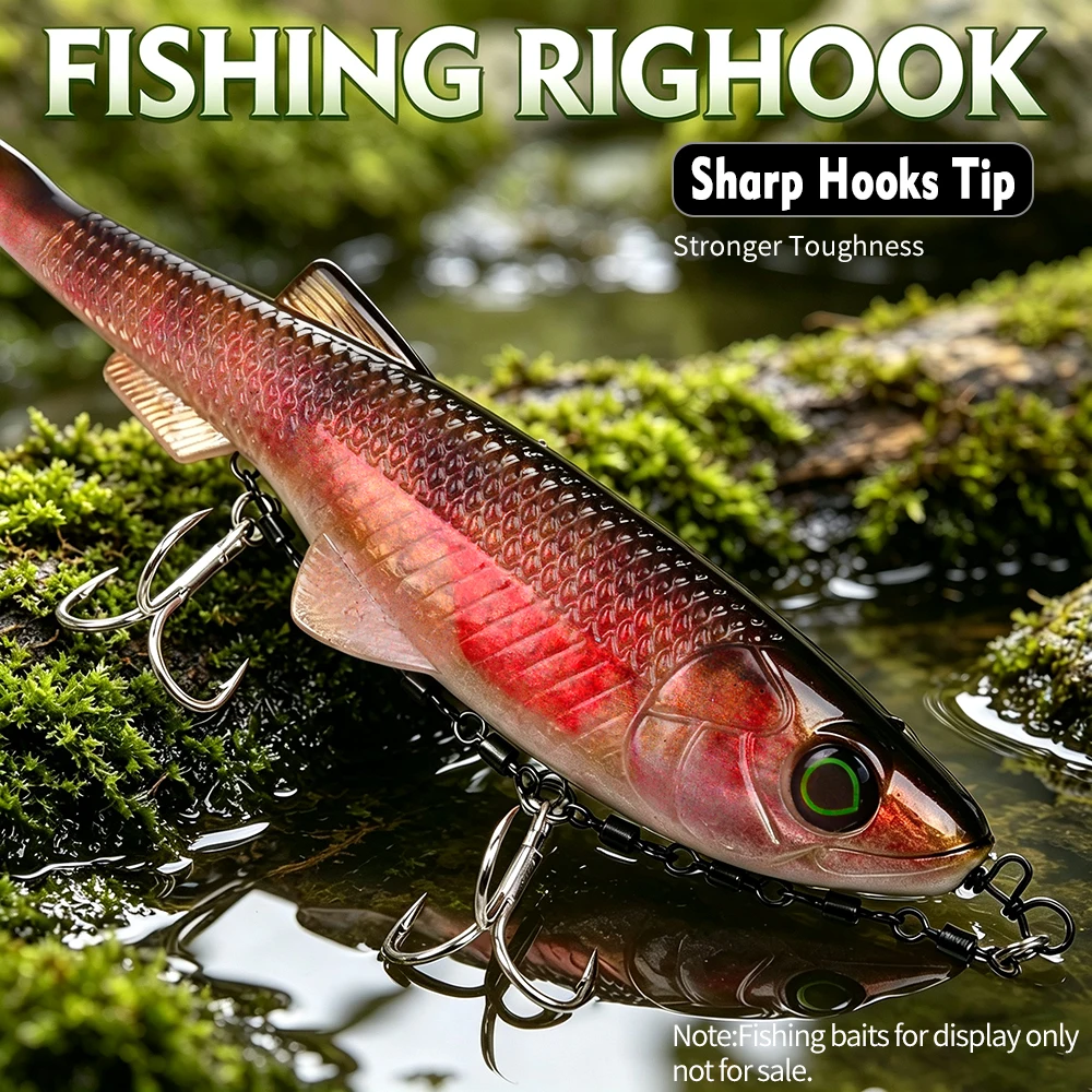 Sunlure 2Sets Box Stinger Rig Fishing Hooks Pike Rig Double Treble Hook Screw Pin Soft Lure Leader Chain Swivel Fishing Tackle