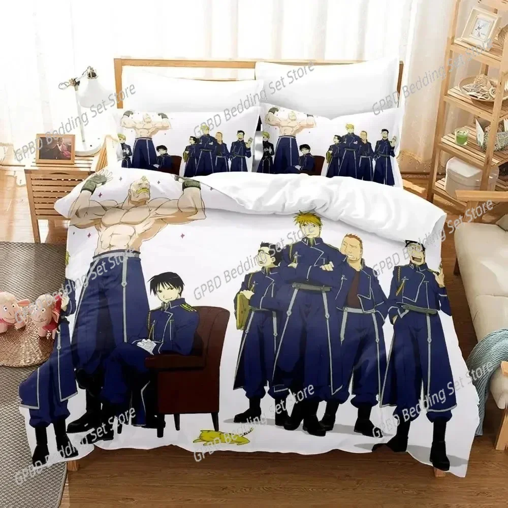 Anime Fullmetal Alchemist Bedding Set Duvet Cover Bed Set Quilt Cover Pillowcase Comforter king Queen Size Boy Adult Bedding Set