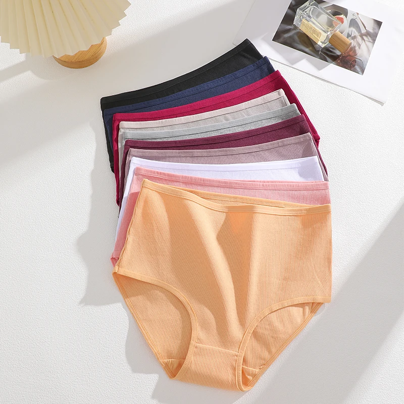 FINETOO 4dílné dámské kalhotky s vysokým pasem, jednobarevné, bezešvé, nadměrné, dámské spodní prádlo, jednobarevné, velikost S-XXL - náhled 3