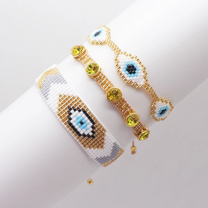 ZHONGVI Miyuki Beaded Bracelets Set Gold Color Devil's Eye Bracelet Bohemian Pulsera Native Style Jewellery Armband for Women