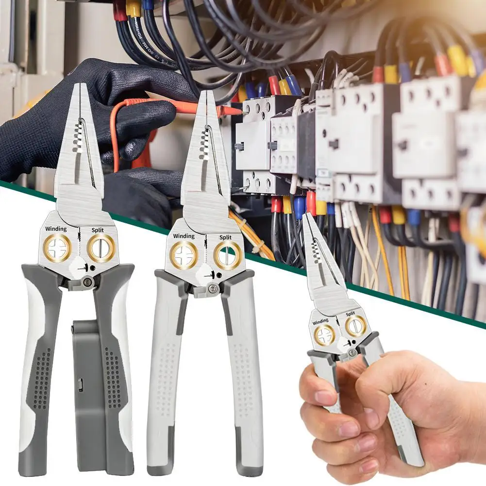 8-in-1 Multi-Functional Wire Stripper Scissors Electricity Wire Stripper Pliers Cutting Cable With Electrical Measuring Pliers