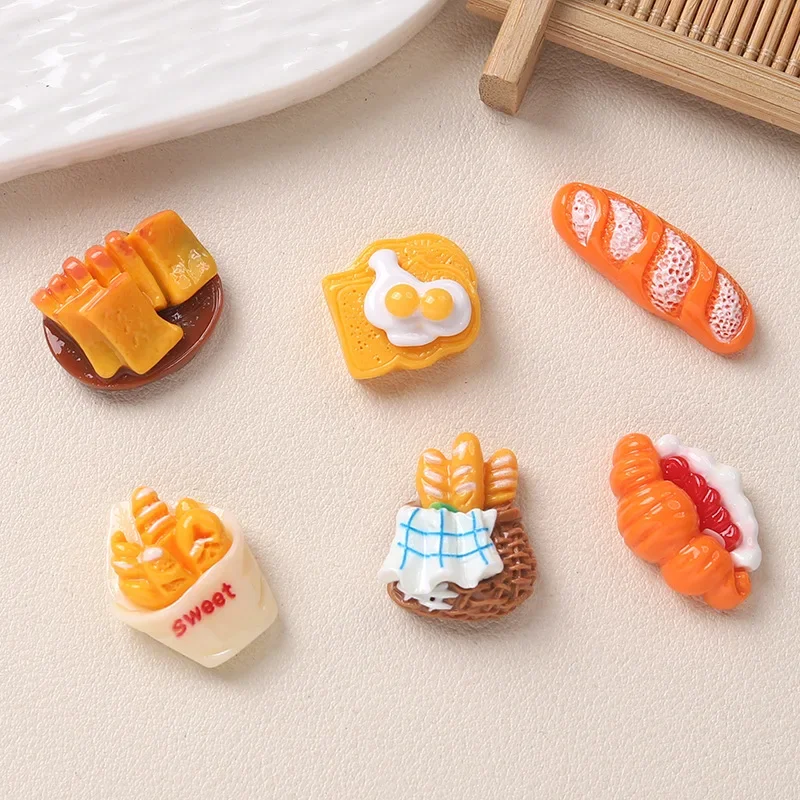 5pcs Cartoon yellow bread cute resin flatback cabochon diy crafts materials kid handmade jewelry charms