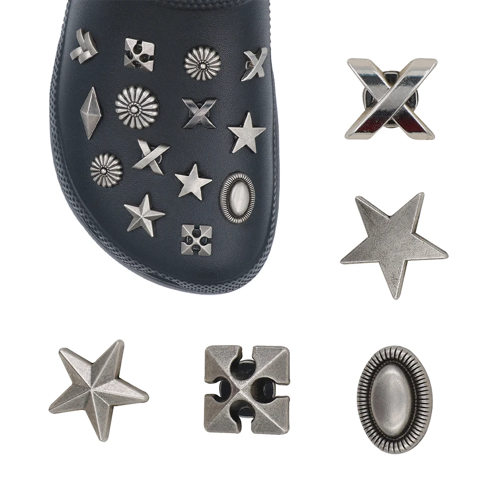 1 Piece Metal Shoe Крокросы Accessories Charms Pentagram Slipper DIY Shoe 지비츠 Decorations Elliptic Type Buckles Friend's Gift