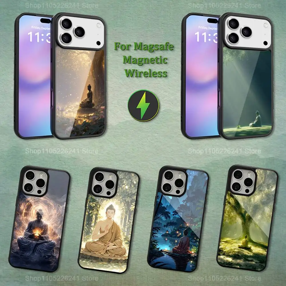 

Art Pattern Buddha Phone For iPhone 17,14,11,15,16,13,12,Pro,Max,For Magsafe,Plus,Mini, Magnetic Wireless Charging Case