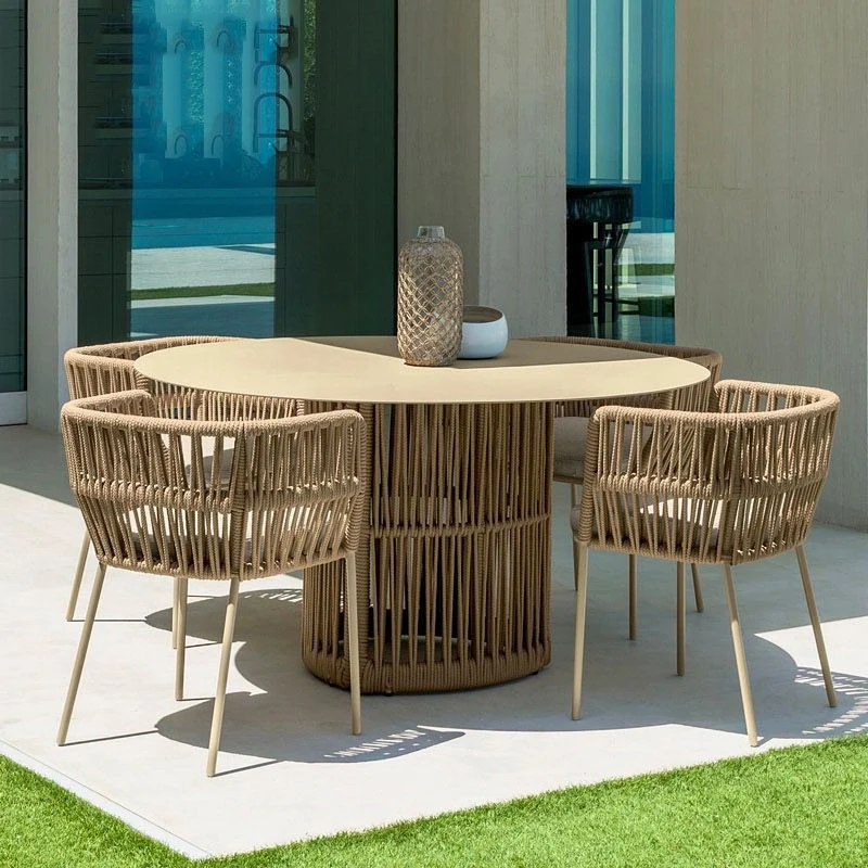 Outdoor Tables and Chairs Villa High-end Furniture Hotel Outdoor Leisure Round Table Terrace Rattan Chair