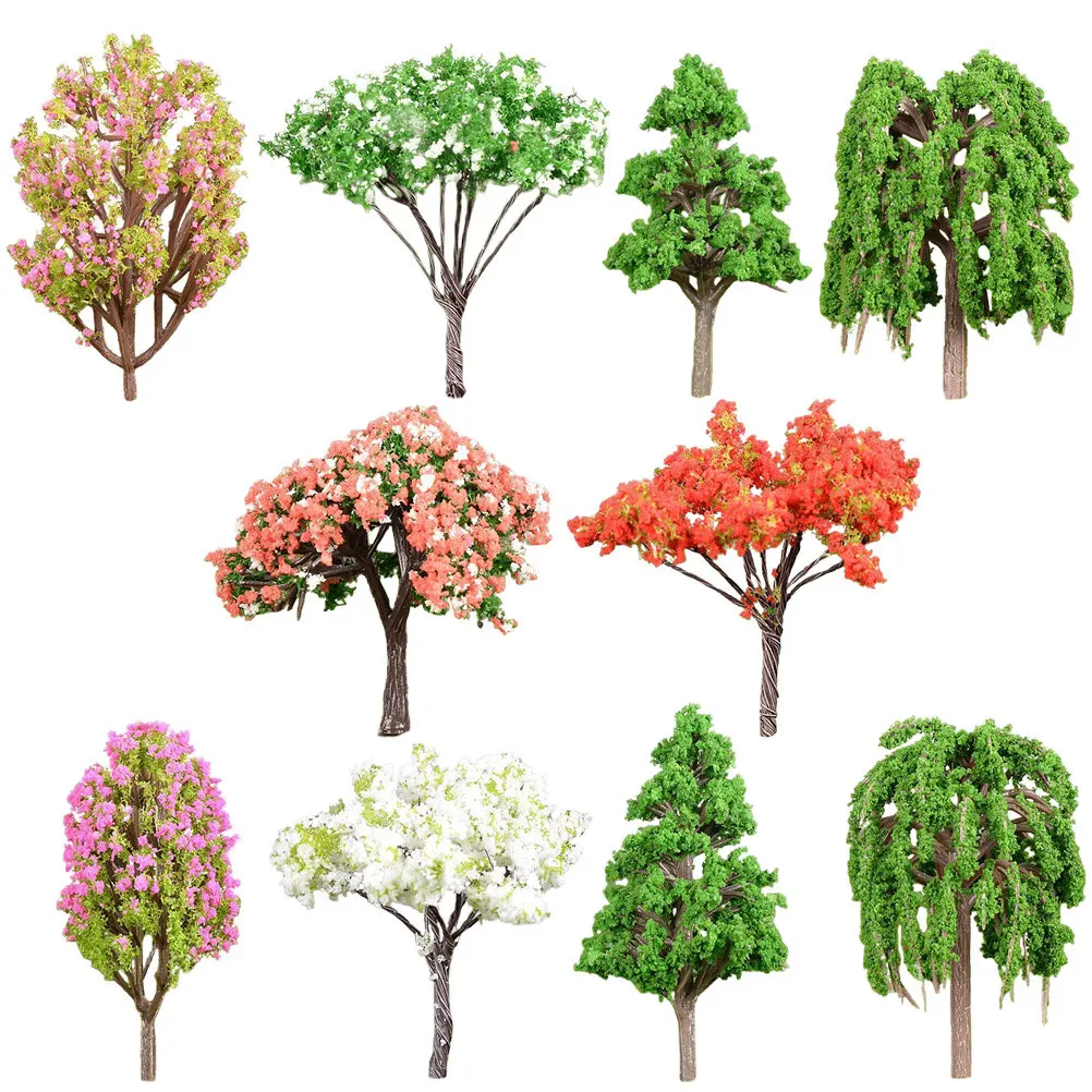 10Pcs Micro Landscape Green Tree Simulated Tree Ornaments for Sand Table Miniature Decor Desktop Home Office Authentic Realistic