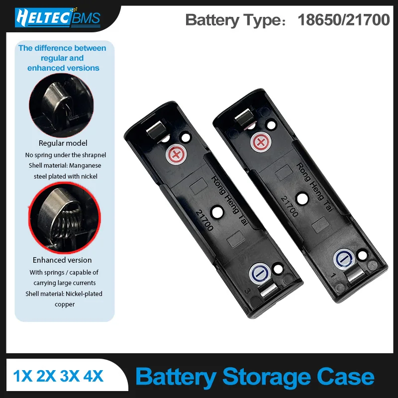 Black Plastic DIY Battery Storage Case Clip Holder Container 1X 2X 3X 4X 18650 21700 Battery Storage Box Case Hard Pin