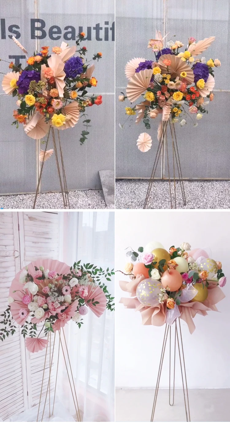 

16 pcs Wedding Centerpieces For Table Aisle Bouquet Rack Backdrop Store Shop Opening Flower Basket Rack Flower Vase Flower Stand