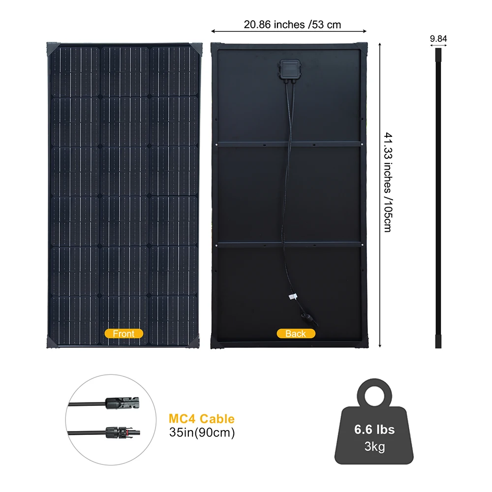 100 W - 1000 W Panel słoneczny 100 W 12 V, wysokowydajny monokrystaliczny moduł fotowoltaiczny Ładowarka do kamperów morskich Akumulator na dachu