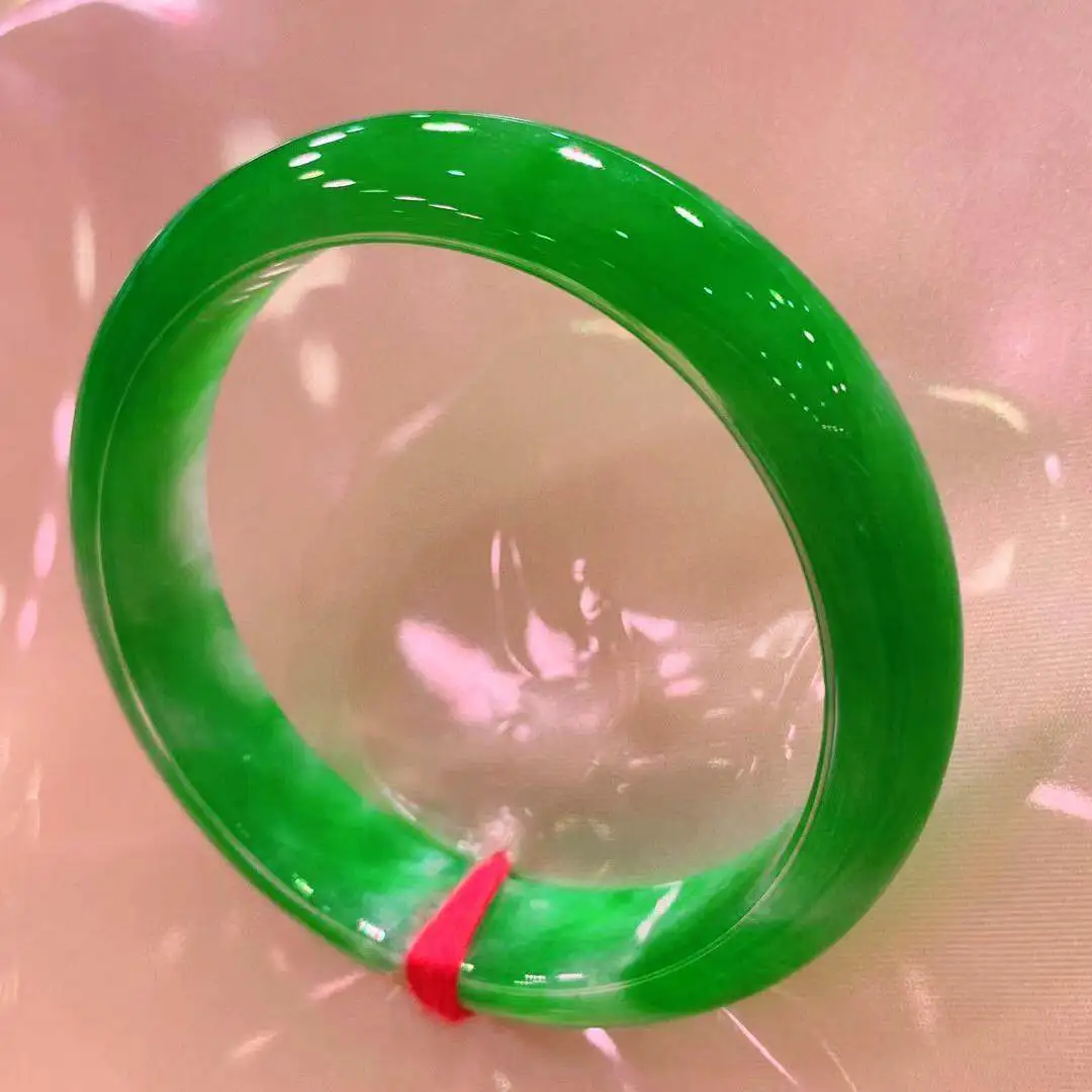 Pulsera de jadeíta verde Zhengyang tipo hielo, círculo positivo lleno de pulsera de concubina verde emperador verde, pulsera de jade