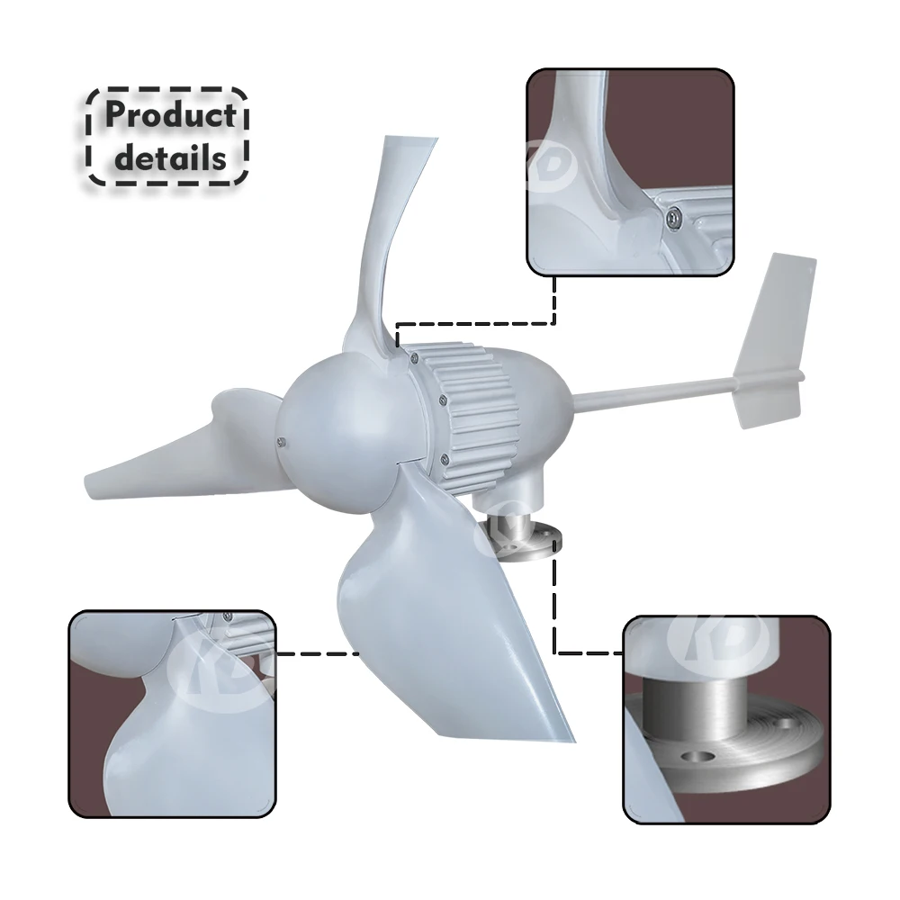 1000W 24V 48V Residential Wind Turbine Generator With Controller Small Windmill System